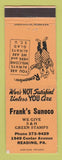 Matchbook Cover - Sunoco oil gas Frank's Reading PA ORANGE