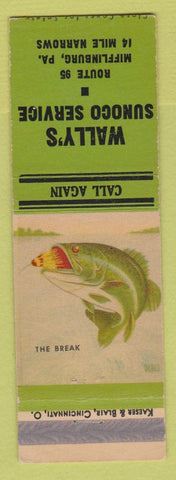 Matchbook Cover - Sunoco oil gas Wally's Mifflinburg PA