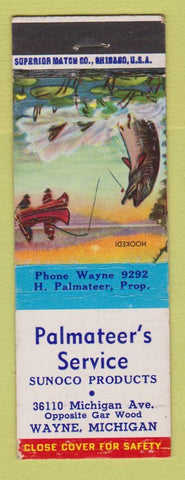 Matchbook Cover - Sunoco oil gas Palmateer's Wayne MI