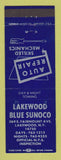 Matchbook Cover - Sunoco oil gas Lakewood Blue Lakewood NY