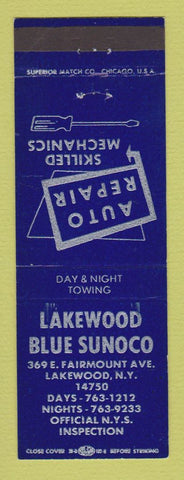 Matchbook Cover - Sunoco oil gas Lakewood Blue Lakewood NY