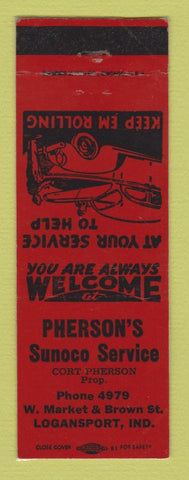 Matchbook Cover - Sunoco oil gas Pherson's Longasport IN LAMINATED