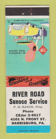 Matchbook Cover - Sunoco oil gas River Road Harrisburg PA