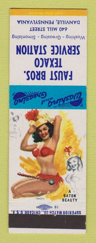 Matchbook Cover - Texaco oil gas Faust Bros Danville PA pinup