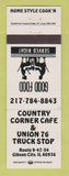 Matchbook Cover - Union 76 oil gas Country Corner Cafe Gibson City IL