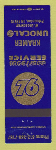 Matchbook Cover - Union 76 oil gas Kramer Princeton IN