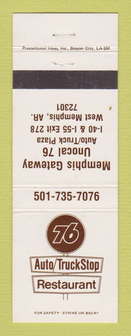 Matchbook Cover - Union 76 oil gas Memphis Gateway West Memphis AR