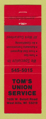 Matchbook Cover - Union 76 oil gas Tom's West Allis WI RED