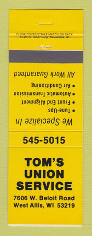 Matchbook Cover - Union 76 oil gas Tom's West Allis WI YELLOW