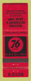 Matchbook Cover - Union 76 oil gas Body's Wayside Restaurant Waynesville NC