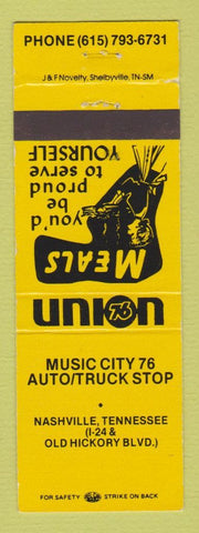 Matchbook Cover - Union 76 oil gas Music City Nashville TN YELLOW
