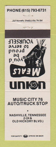 Matchbook Cover - Union 76 oil gas Music City Nashville TN WHITE