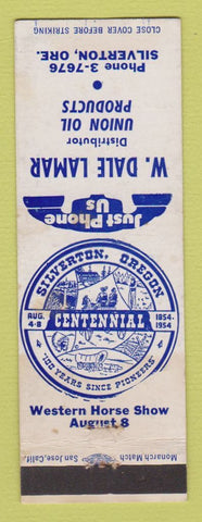 Matchbook Cover - Union 76 oil gas W Dale Lamar Silverton OR 1954 Centennial