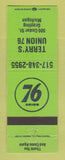 Matchbook Cover - Union 76 oil gas Terry's Grayling MI GREEN
