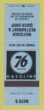 Matchbook Cover - Union 76 oil gas Waysider Restaurant Waynesville NC Boyd's