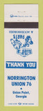 Matchbook Cover - Union 76 oil gas Norrington Union Point GA
