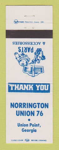 Matchbook Cover - Union 76 oil gas Norrington Union Point GA