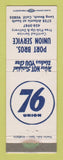 Matchbook Cover - Union 76 oil gas Port Bros Long Beach CA WEAR