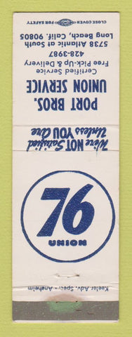 Matchbook Cover - Union 76 oil gas Port Bros Long Beach CA WEAR