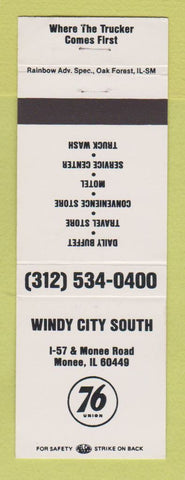 Matchbook Cover - Union 76 oil gas Windy City South Monee IL