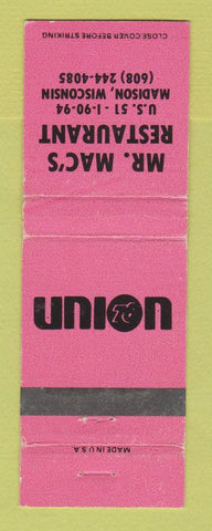 Matchbook Cover - Union 76 oil gas Mr Mac's Restaurant Madison WI WEAR