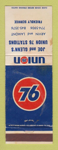 Matchbook Cover - Union 76 oil gas Joe and Glenn's WORN