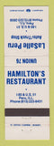 Matchbook Cover - Union 76 oil gas LaSalle Peru IL Hamilton's Restaurant