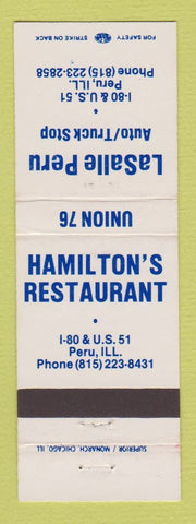 Matchbook Cover - Union 76 oil gas LaSalle Peru IL Hamilton's Restaurant