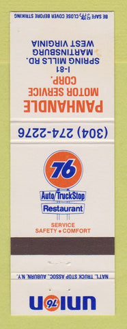 Matchbook Cover - Union 76 oil gas Panhandle Martinsburg WV