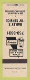 Matchbook Cover - Union 76 oil gas Bailey's Dunkirk OH PEACH