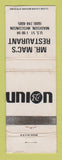 Matchbook Cover - Union 76 oil gas Mr Mac's Madison WI WHITE WORN
