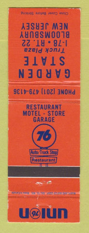 Matchbook Cover - Union 76 oil gas Garden State Bloomsbury NJ