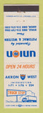 Matchbook Cover - Union 76 oil gas Akron West OH Seville POOR BACK