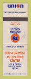 Matchbook Cover - Union 76 oil gas Houston West Brookshire TX WRITING