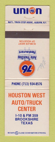 Matchbook Cover - Union 76 oil gas Houston West Brookshire TX WRITING