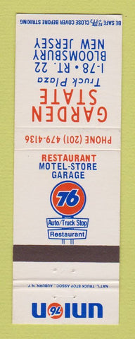 Matchbook Cover - Union 76 oil gas Garden State Bloomsbury NJ