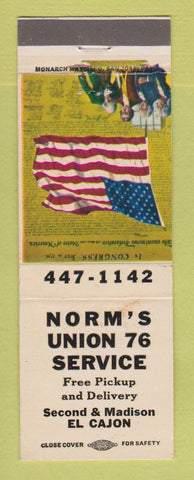 Matchbook Cover - Union 76 oil gas Norm's El Cajon CA