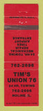 Matchbook Cover - Union 76 oil gas Tim's Moline IL WEAR