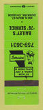 Matchbook Cover - Union 76 oil gas Bailey's Dunkirk OH GREEN
