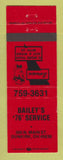 Matchbook Cover - Union 76 oil gas Bailey's Dunkirk OH RED