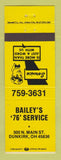 Matchbook Cover - Union 76 oil gas Bailey's Dunkirk OH YELLOW