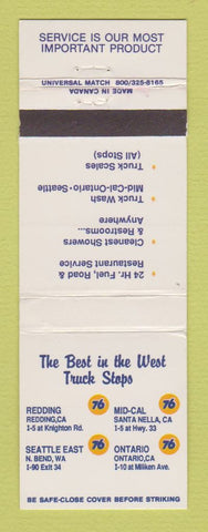Matchbook Cover - Union 76 oil gas Ontario Santa Nella Redding CA North Bend WA