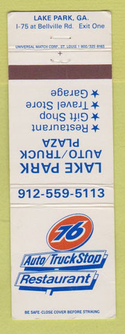 Matchbook Cover - Union 76 oil gas Lake Park Truck Stop Lake Park GA