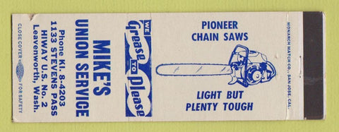 Matchbook Cover - Union 76 oil gas Mike's Leavenworth WA Pioneer Chair Saws