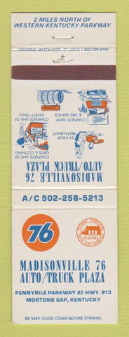 Matchbook Cover - Union 76 oil gas Madisonville Mortons Gap KY