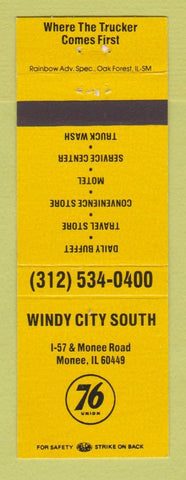Matchbook Cover - Union 76 oil gas Windy City South Monee IL