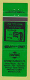 Matchbook Cover - Irving oil gas Hipson's Garage Shelburne NS