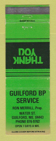 Matchbook Cover - BP oil gas Guilford ME GREEN WEAR