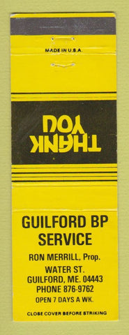 Matchbook Cover - BP oil gas Guilford ME YELLOW