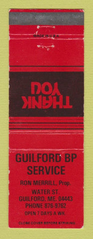 Matchbook Cover - BP oil gas Guilford ME RED